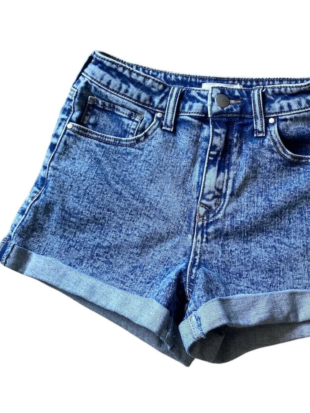 High-Rise Blue Denim Jean Shorts